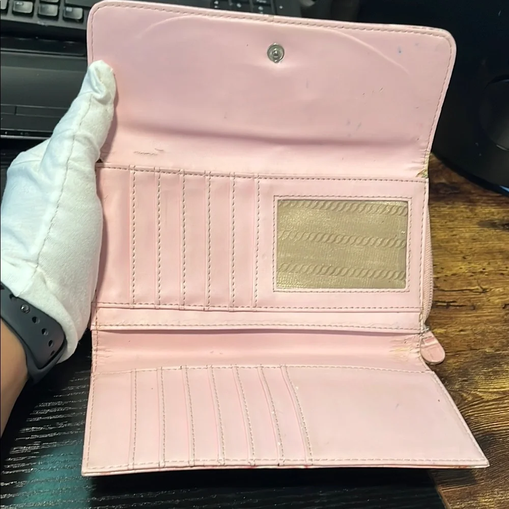 Vintage Prada Milano Pink Leather Crocodile Embossed BiFold Long Wallet Italy - Picture 9 of 16